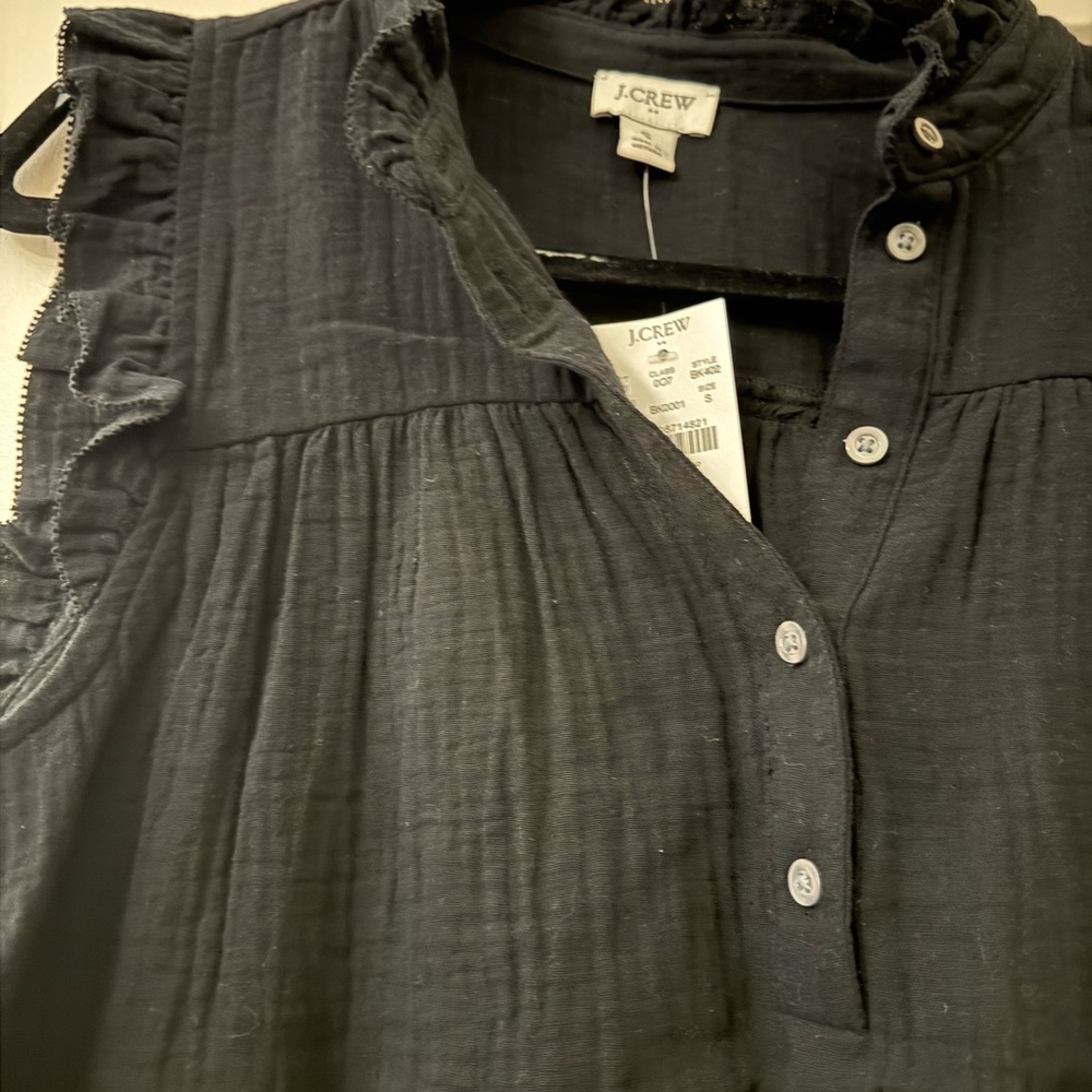 J. Crew Charcoal Ruffle Button-Down Blouse